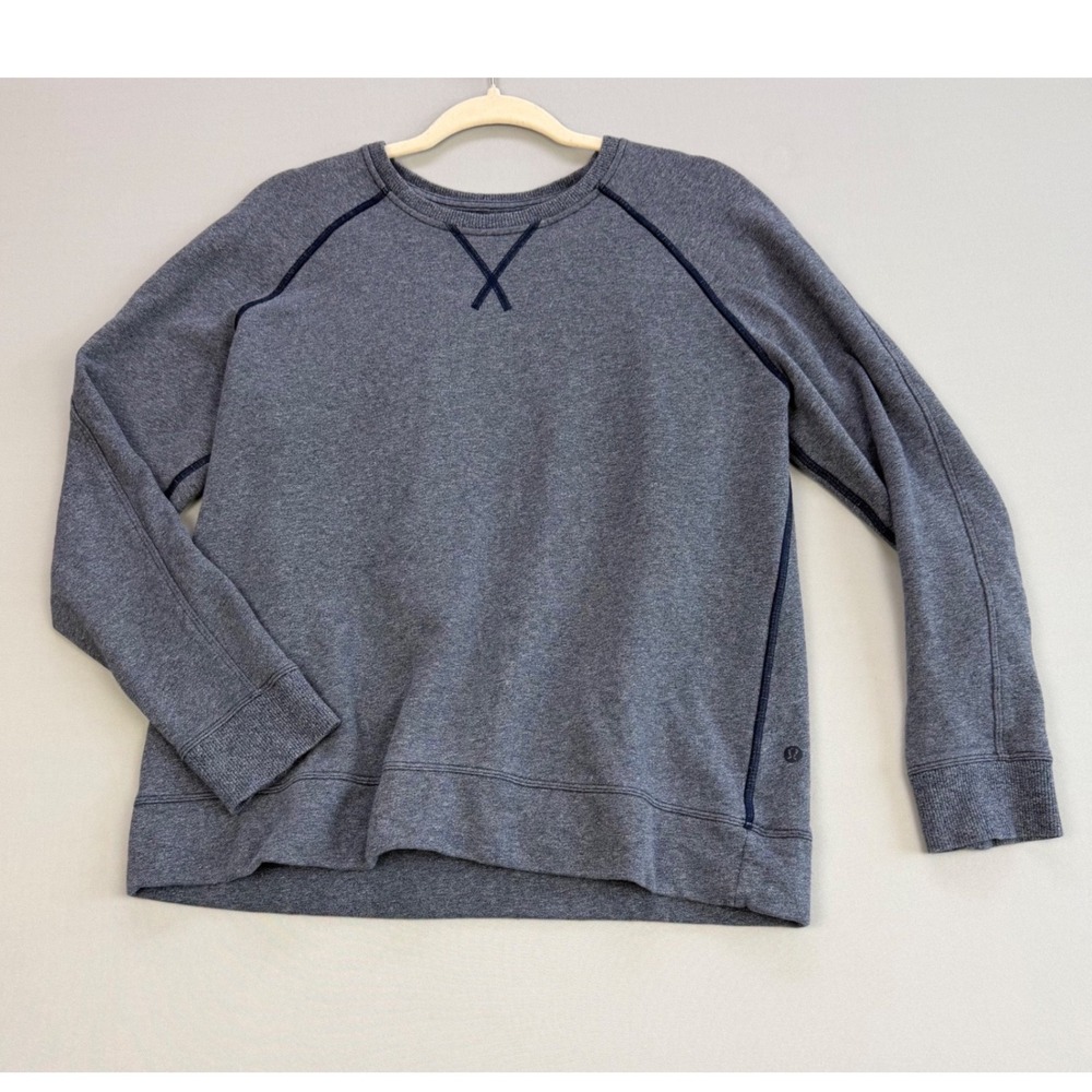 Lululemon Crew Neck Sweatshirt Just Pleat It Heathered Blue Raglan Pleated Back
